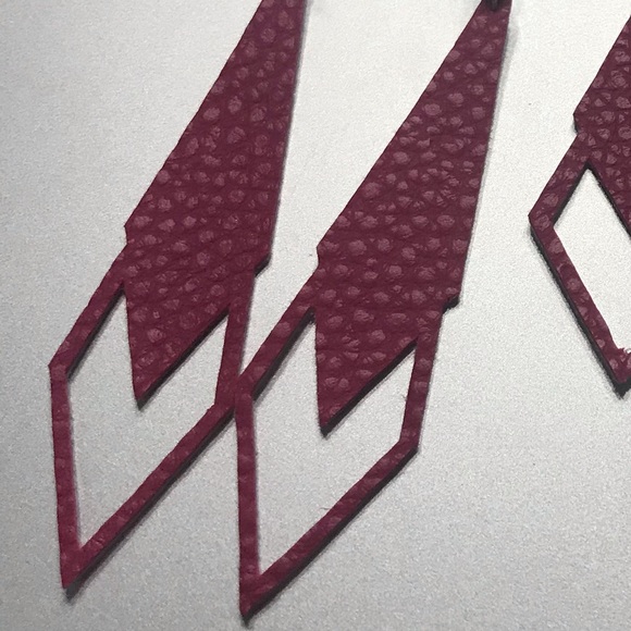 Diamond Shaped Drop Faux Leather Earrings - Picture 5 of 6